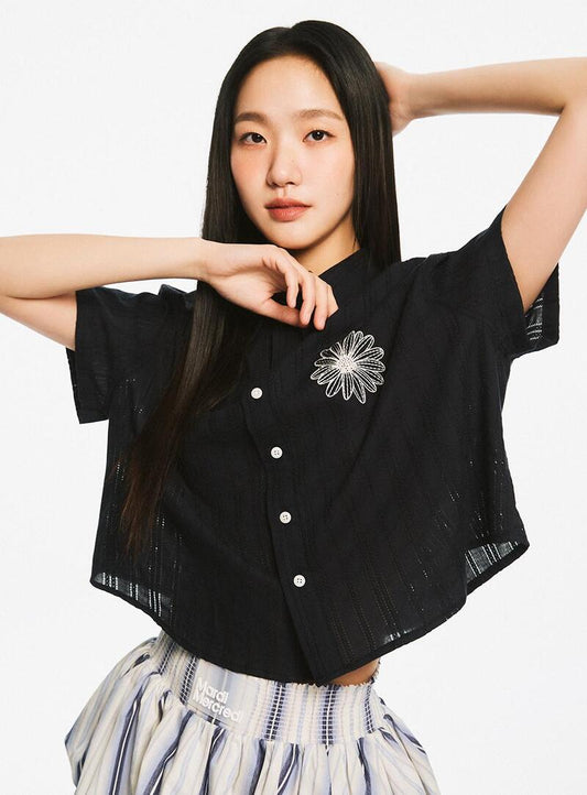 (PRE-ORDER) MARDI COTTON CROPPED SHIRT HALF SLEEVE